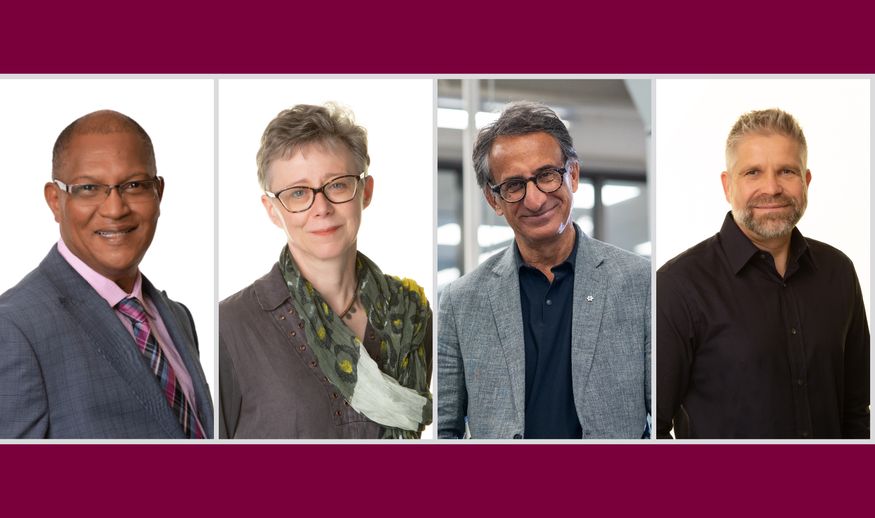 A grid of four professors' headshots.